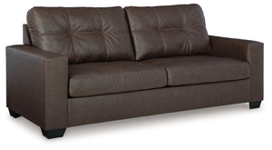 Everyday comfort meets versatile style in this sofa. The handsome hue of the goes-with-anything faux leather takes away the stress of styling, expertly pairing with your existing aesthetic. From kicking back on the weekends to relaxing post-work, living r
