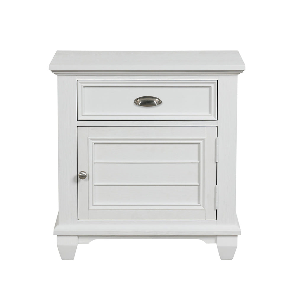 The Jamestown Wood Nightstand in White combines durability, style, and functionality to complement any bedroom decor. Expertly crafted from solid Acacia, premium manufactured woods, and authentic Oak veneers, this nightstand is built to last while maintai
