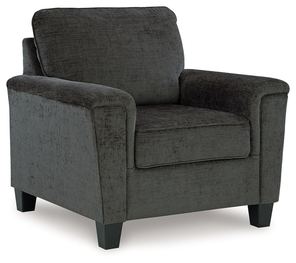 Thereâ€™s something about this chair thatâ€™s so easy to appreciate. Maybe itâ€™s the plush upholstery and soothing tone, eager to support your quest for total relaxation. Perhaps it-'s the modern flair of its simple lines, track arms and tapered accent l