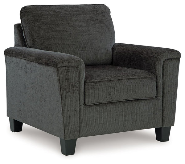 Thereâ€™s something about this chair thatâ€™s so easy to appreciate. Maybe itâ€™s the plush upholstery and soothing tone, eager to support your quest for total relaxation. Perhaps it-'s the modern flair of its simple lines, track arms and tapered accent l