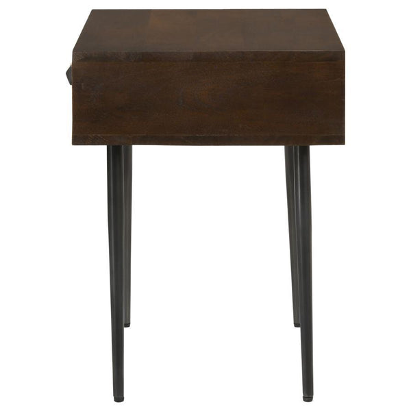 Ezra - 1-Drawer Rectangular Accent Side Table - Coffee Brown