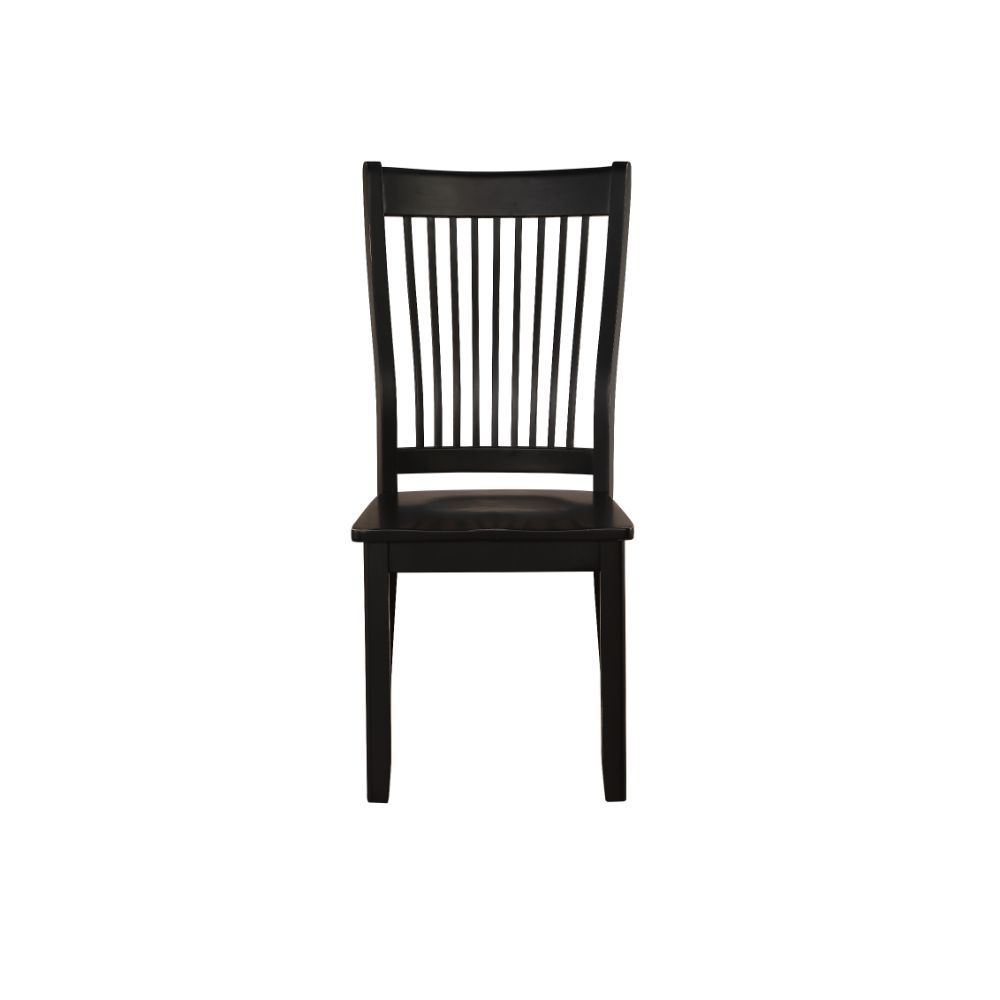 Armless Chair Stationary Seat: Standard Dining Height Wood BACK & SEAT: Black Finish Backrest: Slatted (Mission Style), Black Finish Seat: Square Shape, Thick: 18mm Wood Tapered Leg: Black Finish<br/><br/><b>Product Features</b><ul><li>Armless Chair</li><