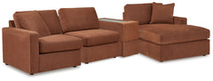 Looking cool and contemporary is great. But when it comes down to it, youâ€™re all about low-maintenance lounging. With the performance fabric on this sectional with chaise, cleaning spills is a breeze. Its customizable modular design caters to your ever-