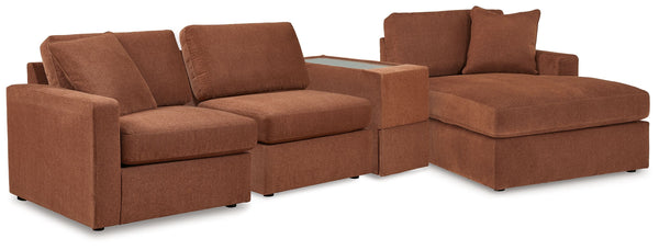 Looking cool and contemporary is great. But when it comes down to it, youâ€™re all about low-maintenance lounging. With the performance fabric on this sectional with chaise, cleaning spills is a breeze. Its customizable modular design caters to your ever-