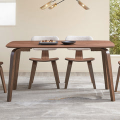 Fixed Table Top Bent Wood Legs Design Natural Finish Style Wooden Legss