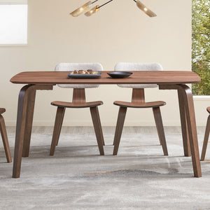 Fixed Table Top Bent Wood Legs Design Natural Finish Style Wooden Legss