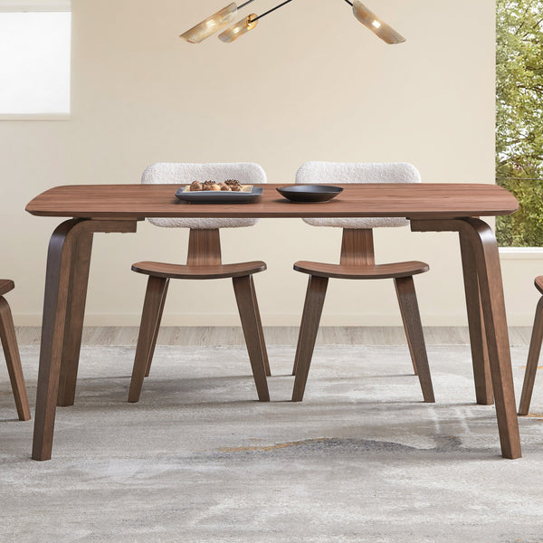 Fixed Table Top Bent Wood Legs Design Natural Finish Style Wooden Legss