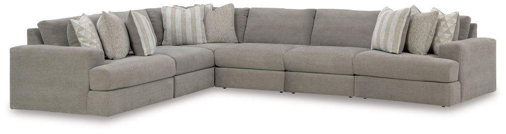 The casual, low-slung shape of this sectional makes it fully lounge-ready. Its deep seating invites you to sink right in, with bold beveled block arms that are softened by bullnose â€œwaterfallâ€ cushions. Best of all, the modular design lets you stage t