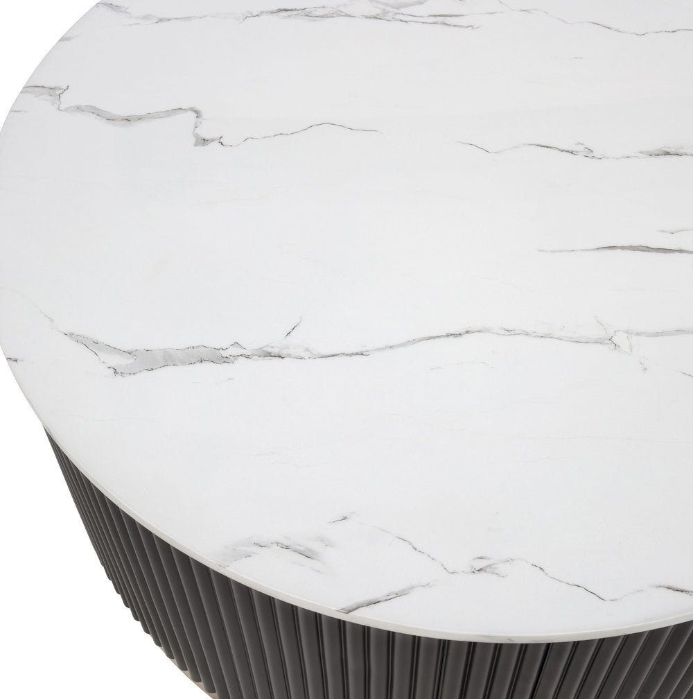 Elevate your living space with this elegantly modern cocktail group, designed to bring both sophistication and functionality to your home. Featuring a luxurious marble-inspired top, this group effortlessly exudes timeless elegance, while the sleek, vertic