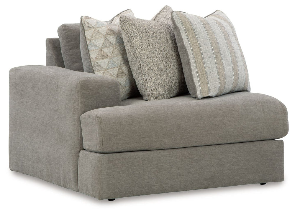 This left-arm facing corner chair is made with polyester chenille and polyester upholstery. Fully finished on all sides, it pairs with other items in the series to make a modular sectional.<br><br><b>Additional Dimensions</b><br><ul><li>Arm height: 25-"</