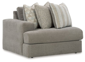 This left-arm facing corner chair is made with polyester chenille and polyester upholstery. Fully finished on all sides, it pairs with other items in the series to make a modular sectional.<br><br><b>Additional Dimensions</b><br><ul><li>Arm height: 25-"</