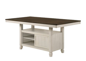 The Tasnim collection is multifunctional. The counter height dining table features an under-table storage cabinet for kitchenware. The built-in open shelves are the perfect solution for everyday and entertaining table use. The server offers built-in wine 