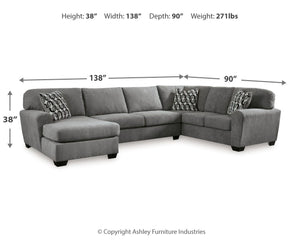 Birkdale Court - Gray - 3-Piece Sectional With Laf Corner Chaise