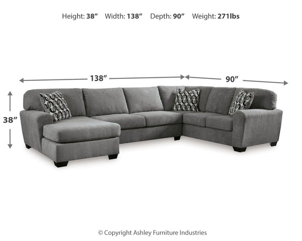 Birkdale Court - Gray - 3-Piece Sectional With Laf Corner Chaise