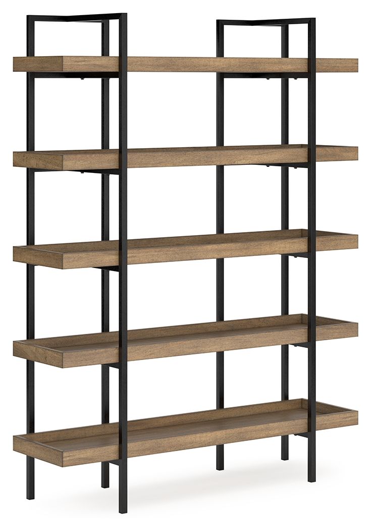 Sleek in its simplicity, this bookcase encourages you to work or study in style. Its mixed-material design brings a trendy, urban chic feel to your work area. Five gallery shelves serve as the perfect place to store and display your favorite books or acce