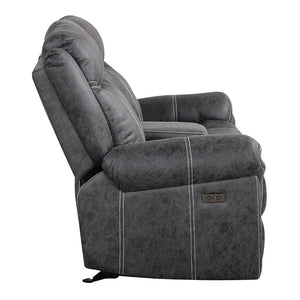 Zubaida - Power Motion Loveseat With USB - Dark Gray Polish Microfiber