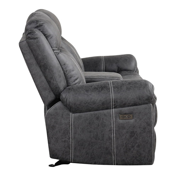 Zubaida - Power Motion Loveseat With USB - Dark Gray Polish Microfiber