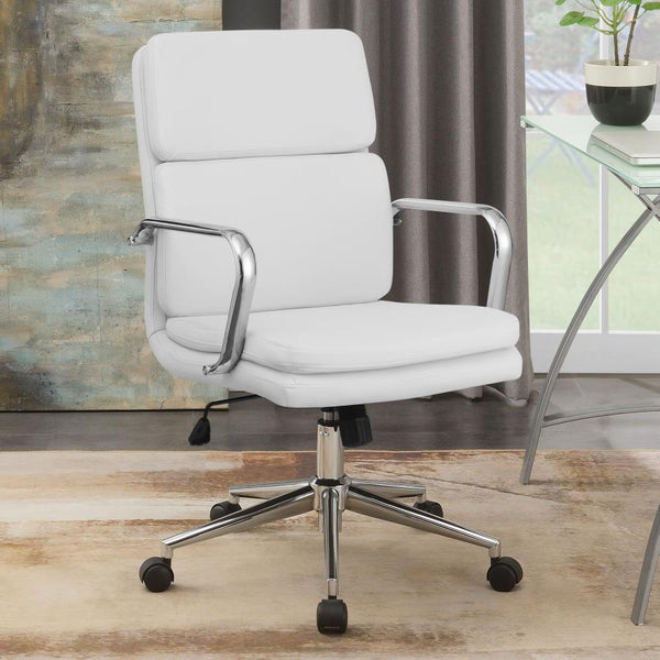 Ximena - Upholstered Adjustable Mid Back Office Chair - White