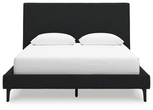 Cadmori - Black - Queen Upholstered Bed With Roll Slats
