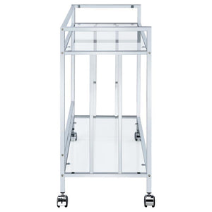 Cara - 2-Tier Rectangular Glass Shelf Metal Bar Cart - Chrome
