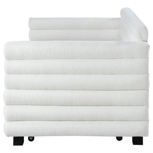 Patricia - Boucle Upholstered Twin Day Bed With Trundle - White