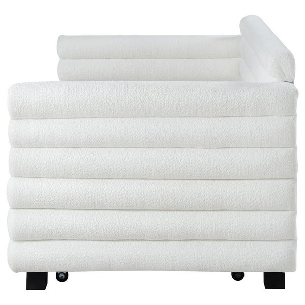 Patricia - Boucle Upholstered Twin Day Bed With Trundle - White