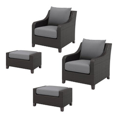 Introducing the Skye Outdoor Patio Chair and Ottoman Set in Gray, a must-have addition to your outdoor space. Comprised of 2 Club Chairs and matching Ottomans, the Skye is crafted with durable aluminum frames and a baked-on powder finish to ensure longevi