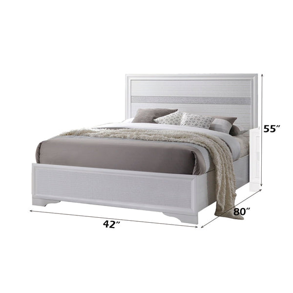  clean lines and contemporary style. Features panel headboard