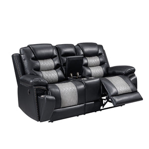 Nikko - Console Loveseat With Power Footrest - Black / Gray