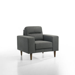 Introducing the Vale Arm Chair in Gray, a dependable blend of durability and comfort. Constructed with solid and manufactured wood frames reinforced with corner blocks, this accent chair ensures long-lasting reliability. Its cozy 100% polyester gray uphol