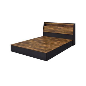 The focal point of any bedroom is a comfortable bed that invites you to unwind at the end of the day. The walnut & black finish create a perfect modern contrast and color scheme. The bed boasts a storage headboard with an open compartment for displaying d