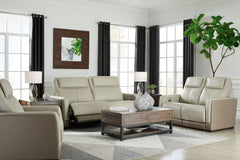 Double down on sleek style with this power reclining group. It has a streamlined, space-conscious appeal, with two-tone upholstery in neutral hues creating subtly striking visual intrigue. And with one-touch reclining, adjustable headrests and wireless ch