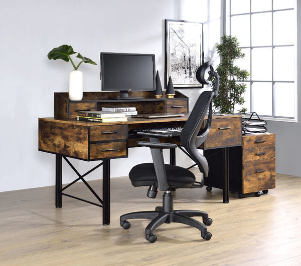 Safea - Desk - Weathered Oak & Black Finish