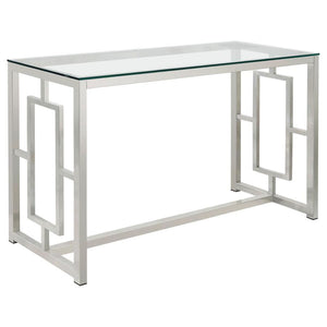 This rectangular console table combines modern design with functional versatility, making it an ideal piece for your living room or hallway. The tempered glass top ensures durability, while the electroplated chrome frame provides a sleek, polished finish.
