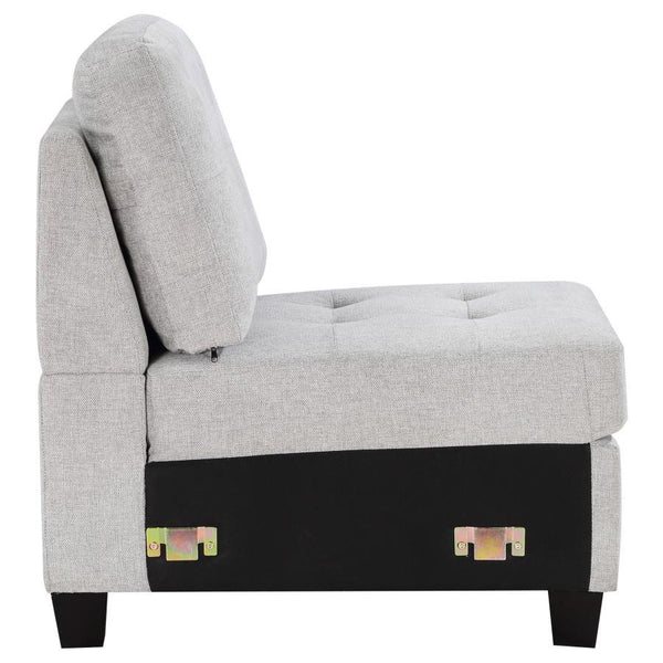 Georgina - Upholstered Armless Chair Steel - Beige