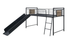 Designed for lower ceiling bedrooms, this Cordelia loft bed with slide is the fun and ideal solution for your guest room or teens bedroom. In a highly sought-after industrial design perfect for a modern home. Constructed in sturdy metal tubes, this loft b