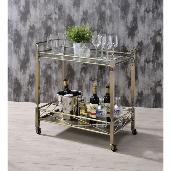 and clear tempered glass on the top shelf. The caster wheels allow you to move from room to room effortlessly. Simple and elegant