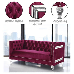 Heibero - Loveseat - Burgundy Velvet - 31"