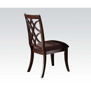 KD, Padded SEAT: D-Brown MFB Cushion Wooden BACK: Overlapped Diamond & X Back Design Wooden Leg: Flared (Front Legs: Fluted) Foam Density: D20<br/><br/><b>Product Features</b><ul><li>Case: 2Pc/1Ctn</li><li>Finish: Brown Microfiber & Dark Walnut</li><li>St