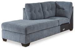 This left-arm facing corner chaise is made with polyester upholstery. Pairs with other items in the series to make a sectional.<br><br><b>Additional Dimensions</b><br><ul><li>Arm height: 38-"</li><li>Distance between arms: 21-"</li><li>Seat depth: 76-"</l