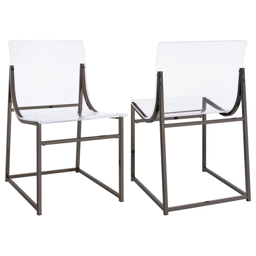 Step into the world of nouveau interior design with chairs that will turn conventional style on its head and become a central focus in your contemporary living environment. Customized for the experimental stylist, this set of two side chairs deliver surpr