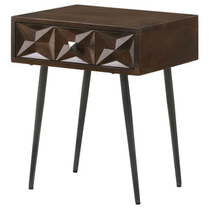 Ezra - 1-Drawer Rectangular Accent Side Table - Coffee Brown