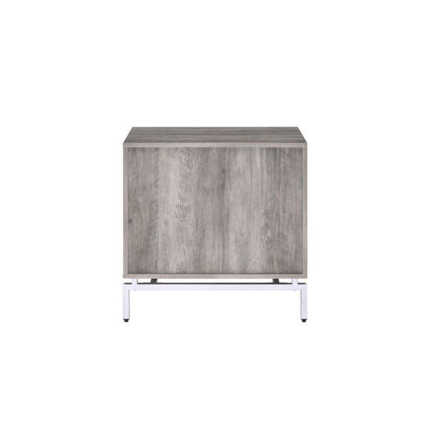  1 Drawer & Open Compartment</li><li>Wooden Case Frame: Gray Oak Finish (White Tray & Front Drawer)</li><li>Meta