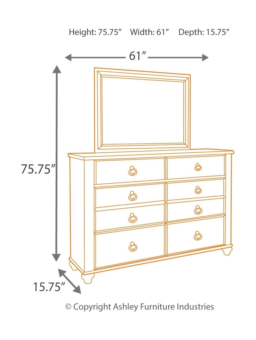 Willowton - 5 Pc. - Dresser, Mirror, King Panel Bed - Whitewash