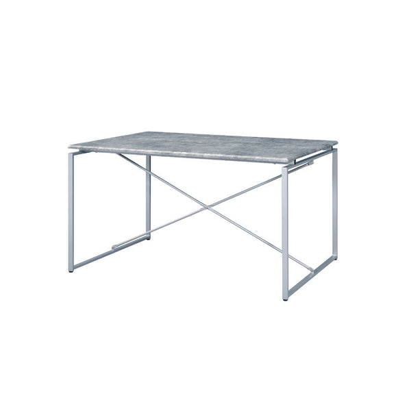 The Jurgen dining set features a rectangular table with fixed top and a metal sled base. With extra support from metal cross bars on its base, this industrial style table is both functional and stylish. Matching side chairs have comfortable PU padded seat