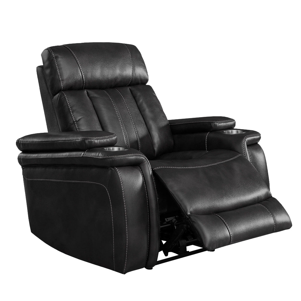 Take a seat and recline in seconds in this smooth and stylish Power Recliner. More than just beautiful, this innovative chair takes comfort to new heights with just the touch of a button. Offering effortless relaxation, it-'s sure to become your favorite 