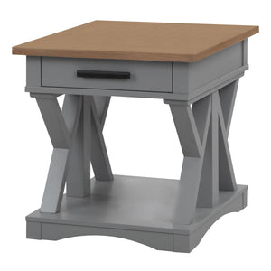  it features a contrasting wood-grain top in Weathered Natural. A lower open area is perfect for storage and dis