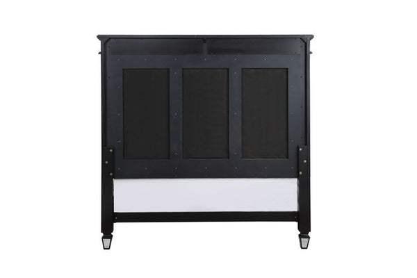 Varian II - Eastern King Bed - Black Velvet & Black & Sliver Finish