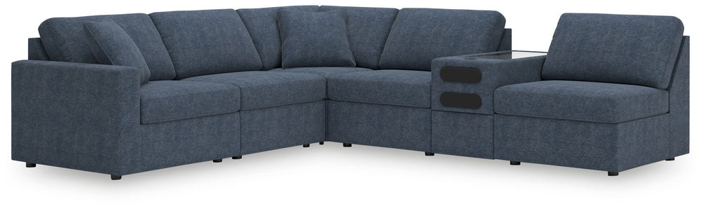 Looking cool and contemporary is great. But when it comes down to it, youâ€™re all about low-maintenance lounging. With the performance fabric on this sectional with audio console, cleaning spills is a breeze. Its customizable modular design caters to you