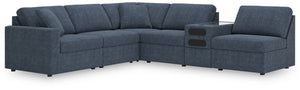 Looking cool and contemporary is great. But when it comes down to it, youâ€™re all about low-maintenance lounging. With the performance fabric on this sectional with audio console, cleaning spills is a breeze. Its customizable modular design caters to you